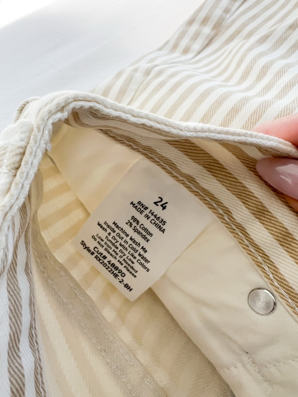 Bohme Allison Tan and White Striped Barrel-Leg Jeans - Picture 8 of 8